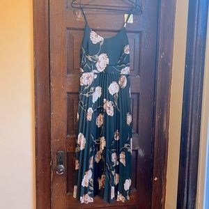 Floral Midi Dress with Pleated Skirt